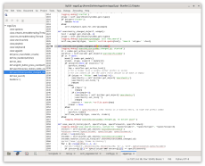 Bluefish 2.2.15 editing python code, showing the bookmarks panel