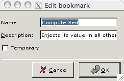 A screen shot showing the edition of a bookmark