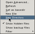 A screen shot showing the file browser contextual menu