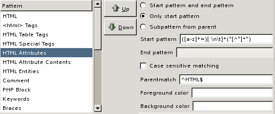 A screen shot of the HTML Attributes pattern