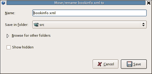A screen shot showing how to move a file to another location