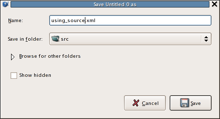 A screen shot showing how to save an untitled file