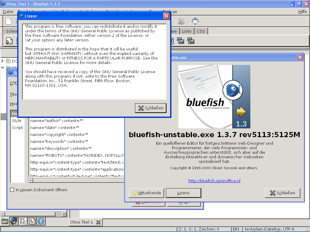Bluefish screenshot