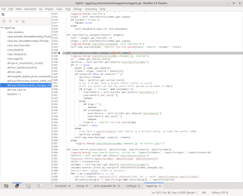 Screenshot of Bluefish with two documents loaded side by side